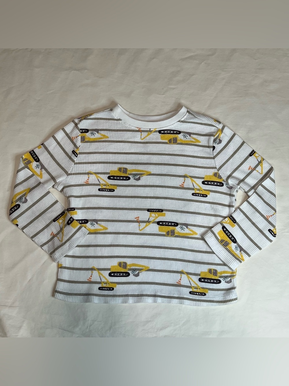 Old Navy White, Yellow & Gray Long-Sleeve Crane Thermal Tee